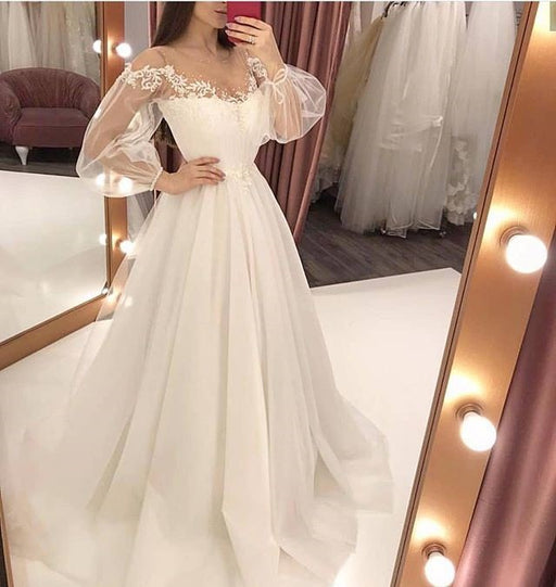 Dio Women's Gorgeous Chiffon Preppy Style Hollow Out Floor Length Ball Gown Bridal Wedding Dress - Dio Kollections