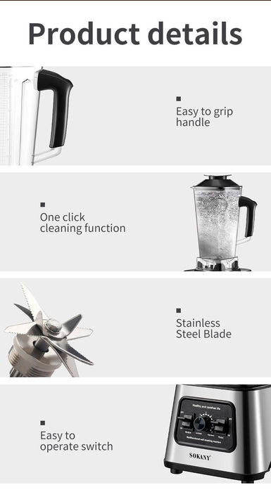 Dio 6000W Professional Powerful Countertop Blender For Smoothies Ice Frozen Fruit - Dio Kollections