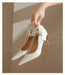 Pointy High Heels Thin heels 2024 New Bow Pearl Trip Srap Work Shoes Fashion Light Mouth Sexy Shoes - Dio Kollections