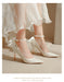 Pointy High Heels Thin heels 2024 New Bow Pearl Trip Srap Work Shoes Fashion Light Mouth Sexy Shoes - Dio Kollections