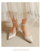 Pointy High Heels Thin heels 2024 New Bow Pearl Trip Srap Work Shoes Fashion Light Mouth Sexy Shoes - Dio Kollections