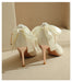 Pointy High Heels Thin heels 2024 New Bow Pearl Trip Srap Work Shoes Fashion Light Mouth Sexy Shoes - Dio Kollections