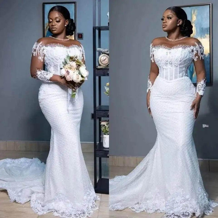 White Mermaid Wedding Dress Elegant Sheer Lace Bridal Gown Dio Kollections White Mermaid Wedding Dress Elegant Sheer Lace Bridal Gown Dio Kollections