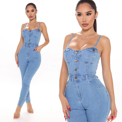 Dio Summer Blue Denim Backless Jumpsuit - Dio Kollections