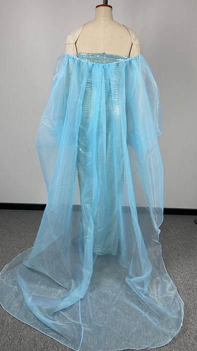 Dio Sexy Mesh V-Neck Mermaid Evening Dress with Side Slit - Dio Kollections