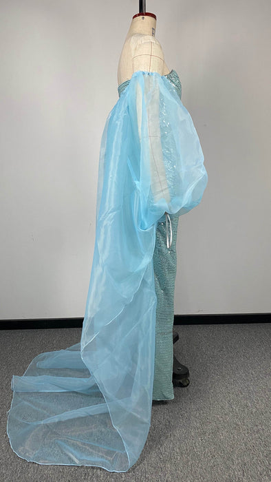 Dio Sexy Mesh V-Neck Mermaid Evening Dress with Side Slit - Dio Kollections