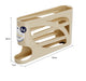 Beige soap dish with dimensions labeled on a white background