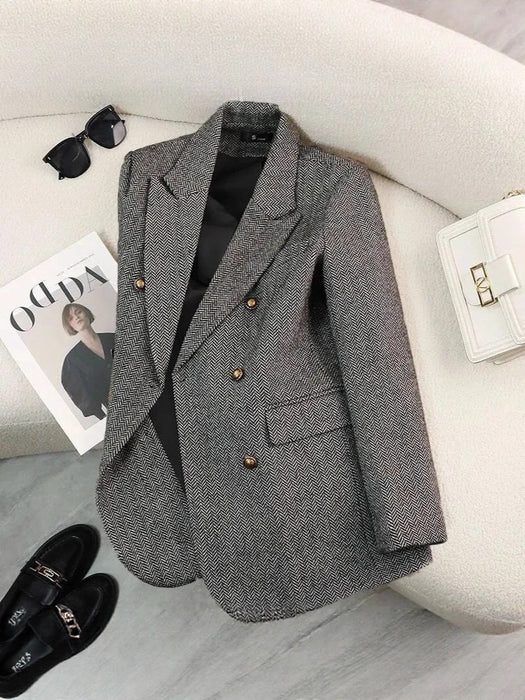 High-End Fashion Versatile Herringbone Suit Women's Jacket