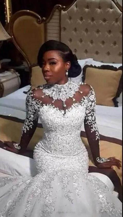 Dio Chic Crystal Beads Mermaid Wedding Dress Affordable — Dio Kollections