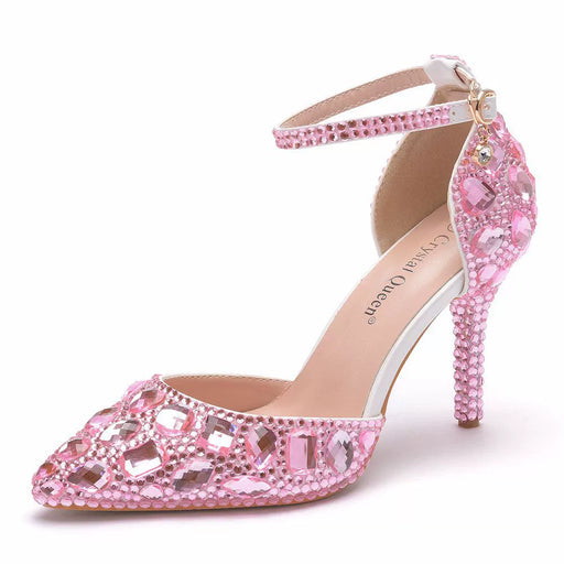 Dio Plush Rhinestone Pointed Toe High Heel Wedding Shoes - Dio Kollections