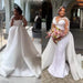 Dio Women's Luxury Pearls Beaded Long Sleeve African Mermaid Bridal Wedding Dresses With Detachable Train - Dio Kollections