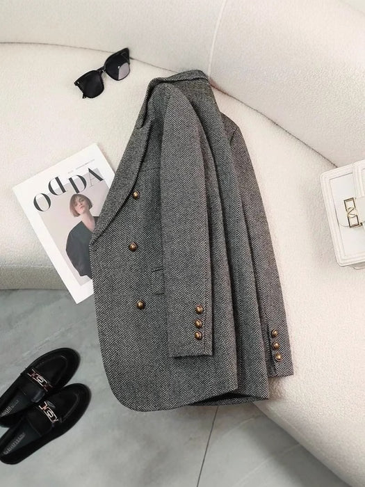 High-End Fashion Versatile Herringbone Suit Women's Jacket
