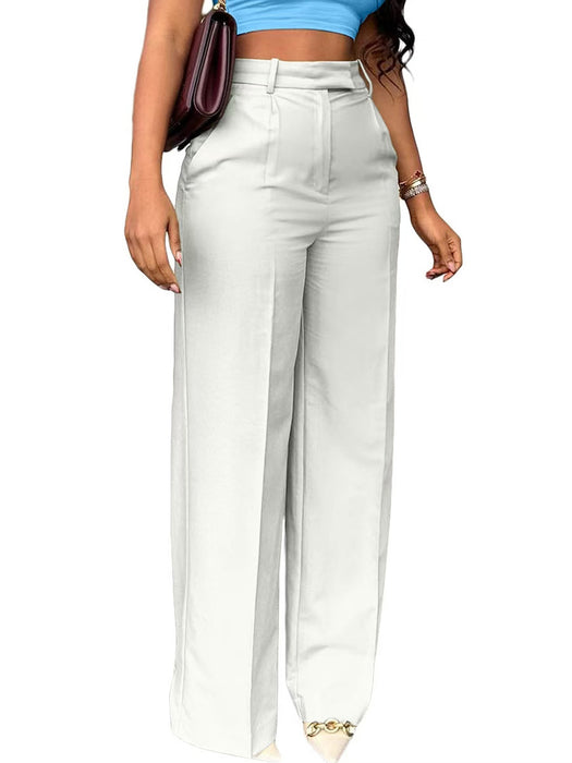 White wide-leg pants worn by a person on a white background