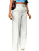 White wide-leg pants worn by a person on a white background