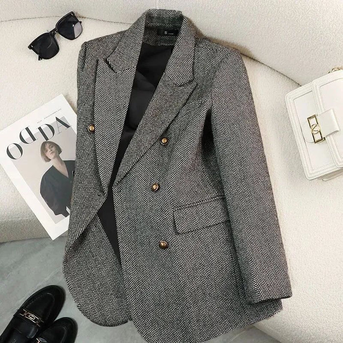 High-End Fashion Versatile Herringbone Suit Women's Jacket