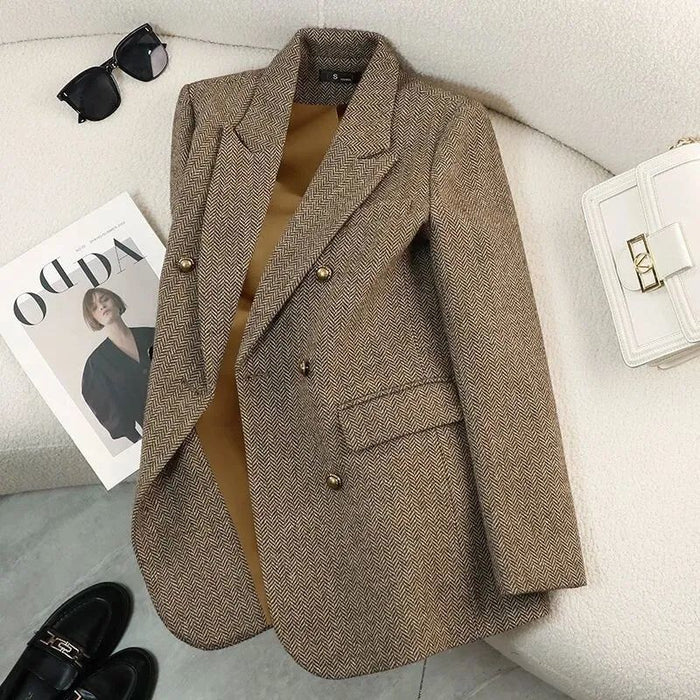 High-End Fashion Versatile Herringbone Suit Women's Jacket