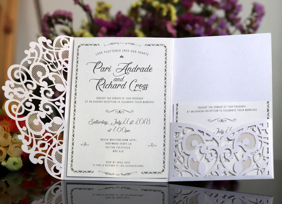 Dio Laser Cut Tri-Fold Invitation Card Kit - 10 Pieces