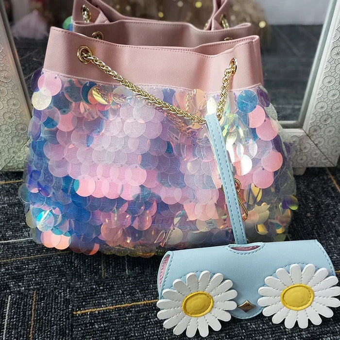 Trendy Sequined Chic Chain Bag Girl Tote Women's Crossbody Shoulder Bag
