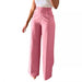 Pink wide-leg pants worn by a person on a white background