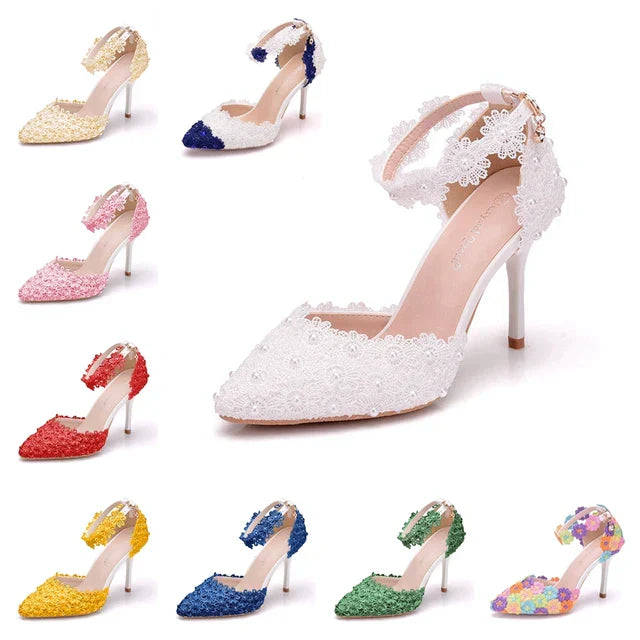 Dio Women's Luxury Flower Pumps High heel Platform Bridal Wedding Shoes - Dio Kollections