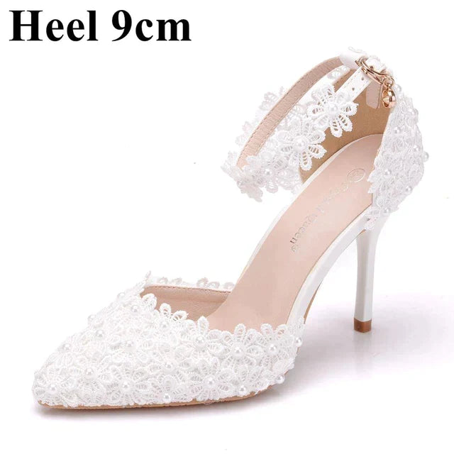 Dio Women's Luxury Flower Pumps High heel Platform Bridal Wedding Shoes - Dio Kollections