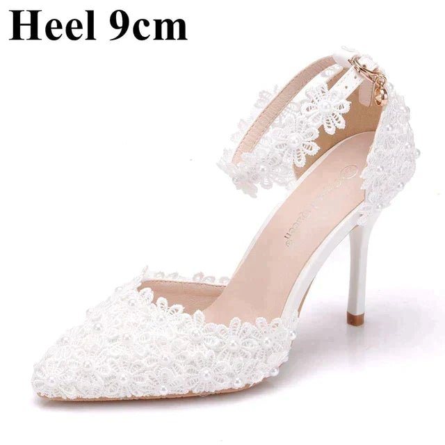 Dio Women's Elegant Flower Pumps High heel Platform Bridal Wedding Shoes - Dio Kollections