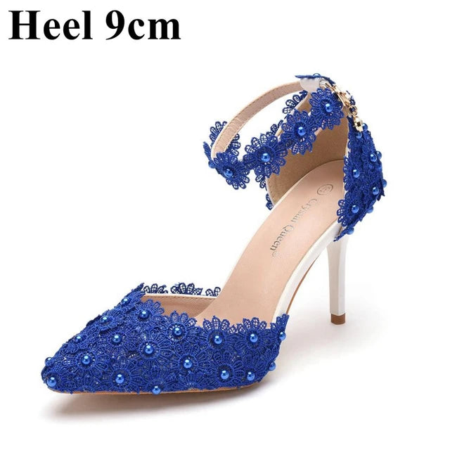 Dio Women's Stunning Flower Pumps High heel Platform Bridal Wedding Shoes - Dio Kollections