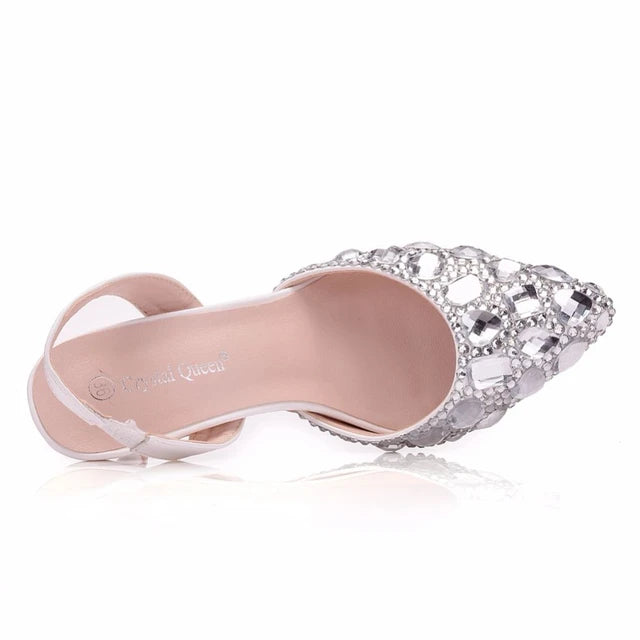 Dio Women's Rhinestone Elegant Pointed 10CM High Heel Wedding Bridal Shoes - Dio Kollections