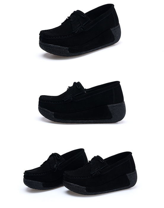 Dio Suede Platform Loafers with Creepers & Fringe - Dio Kollections