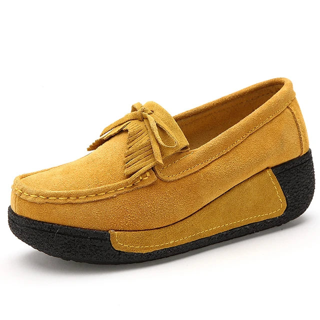 Dio Suede Platform Loafers with Creepers & Fringe - Dio Kollections