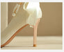 Pointy High Heels Thin heels 2024 New Bow Pearl Trip Srap Work Shoes Fashion Light Mouth Sexy Shoes - Dio Kollections