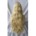 Blonde wig with wavy hair on a white background