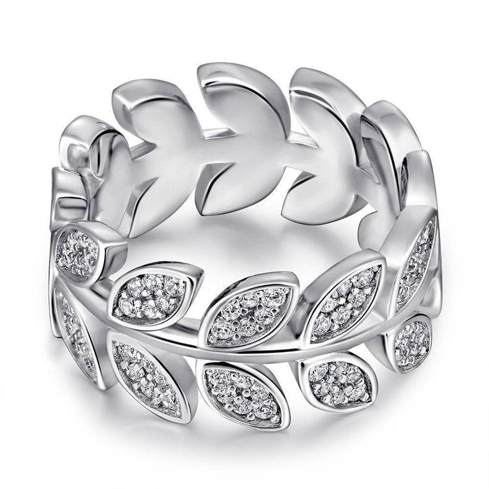 S925 Silver Women's Sterling Row Ring Same Row Diamond Zircon Women's Silver Ring Z+2 1/2 - Dio Kollections