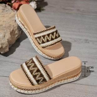 36-42 Sandals One-Strap Thick Sole Buckle Wedge Women's Glossy - Dio Kollections