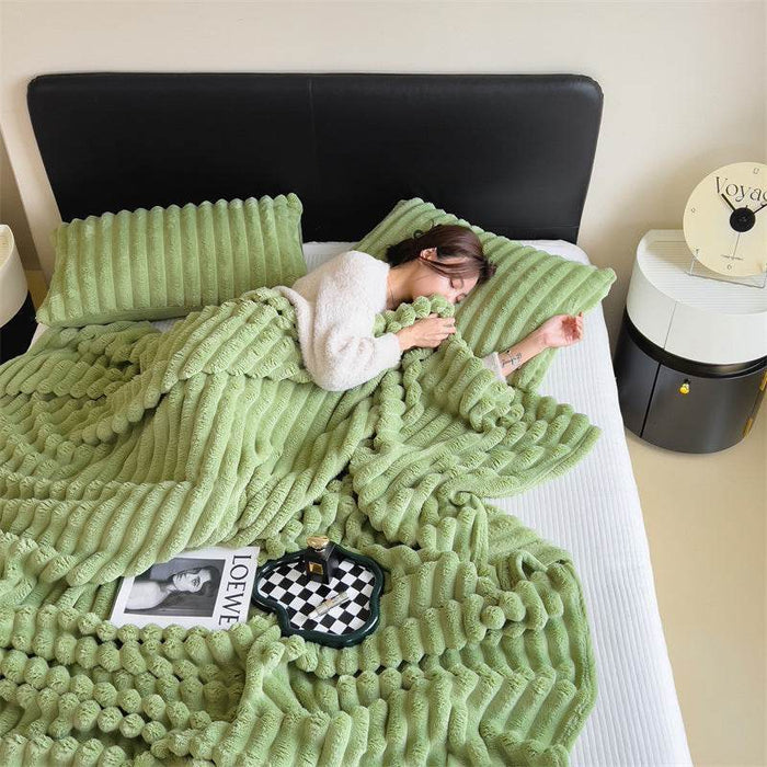 Rabbit Velvet Blanket Solid Color Summer Season Bedding Thickened Warm Milk Velvet Blanket Flannel Cover Blanket Nap Sofa Blanket - Dio Kollections