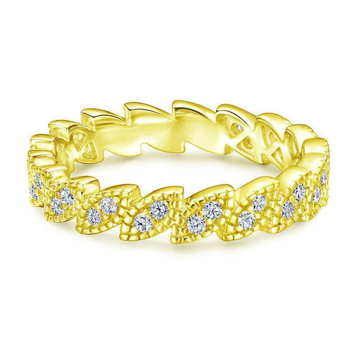 S925 Silver Women's Sterling Row Ring Same Row Diamond Zircon Women's Silver Ring Z+2 1/2 - Dio Kollections