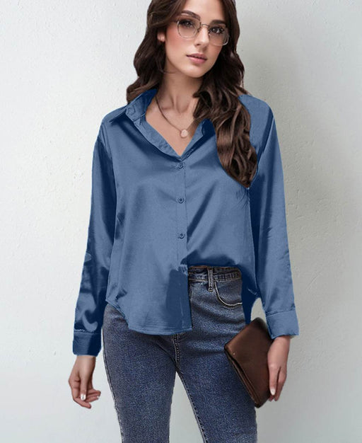 Chic Satin Long Sleeve Shirt - Women's Imitation Silk Top - Dio Kollections