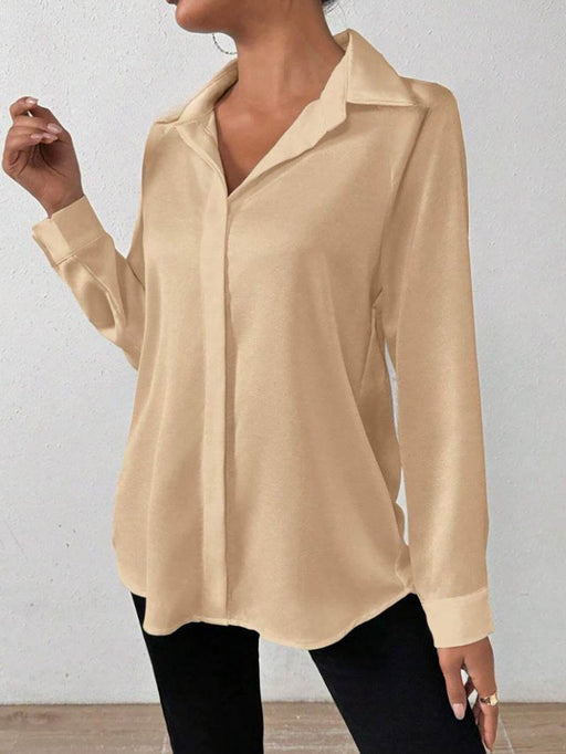 Dio Women's Satin Long-Sleeved Shirt - Elegant Commuter Blouse - Dio Kollections