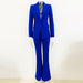 Blue suit on a mannequin against a white background