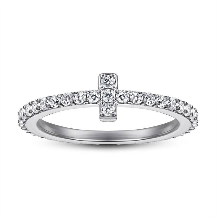 S925 Silver Women's Sterling Row Ring Same Row Diamond Zircon Women's Silver Ring Z+2 1/2 - Dio Kollections