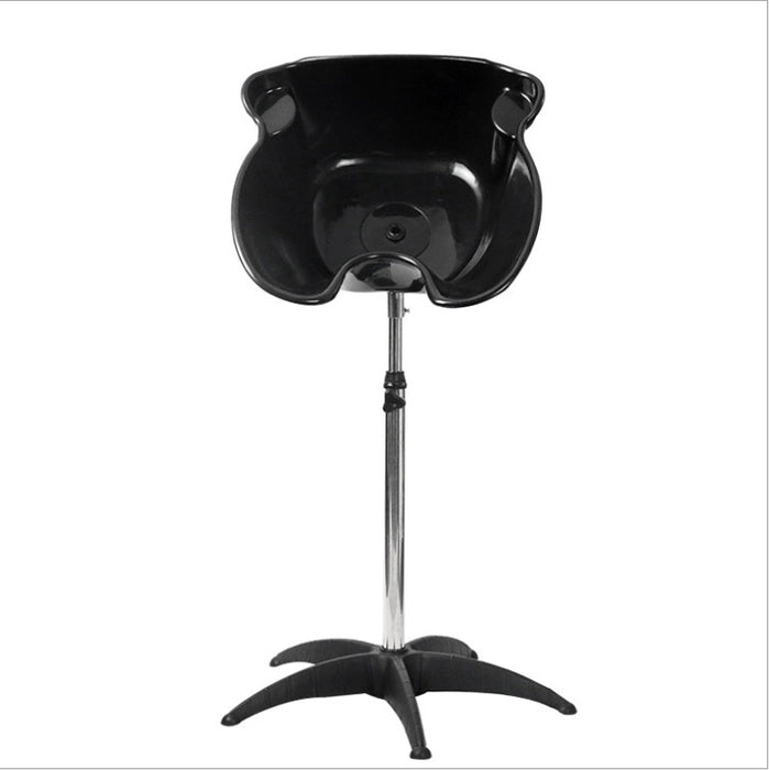 Black hair washing chair with stand on a white background