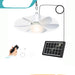 Ceiling fan with solar panel and remote control on a white background