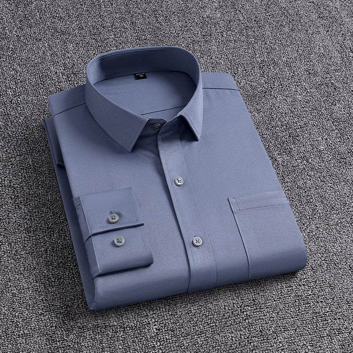Men's Shirt With Pockets Middle-Aged Long-Sleeved Casual No-iron Four-Sided Stretch Business Shirt - Dio Kollections