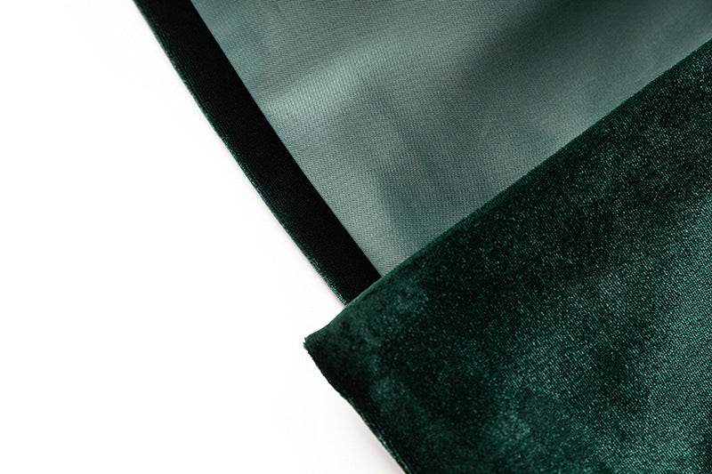 Velvet Beaded Fashion Suit Green Fruit Collar Suit Jacket Lace-up Elastic Wide Leg Pants Two-piece Set - Dio Kollections