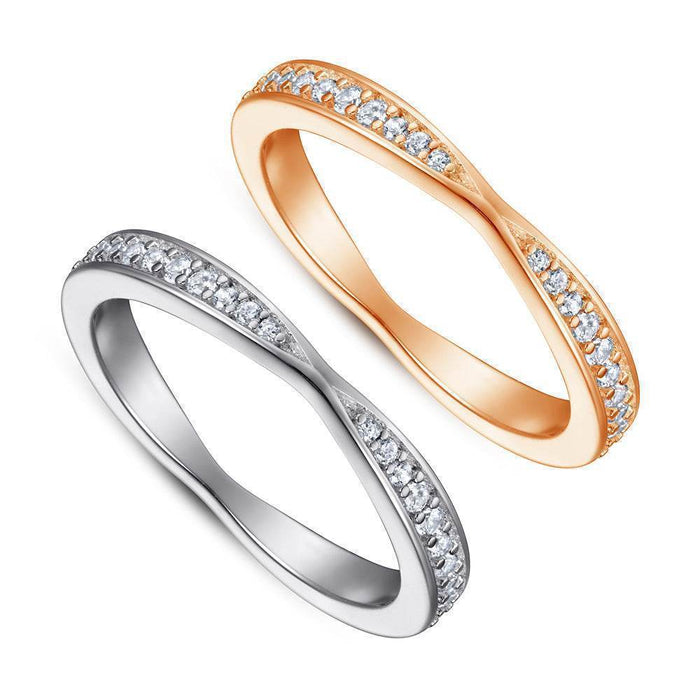 S925 Silver Women's Sterling Row Ring Same Row Diamond Zircon Women's Silver Ring Z+2 1/2 - Dio Kollections