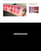 Lipstick swatches on a arm with a palette and 'HERORANGE' branding.