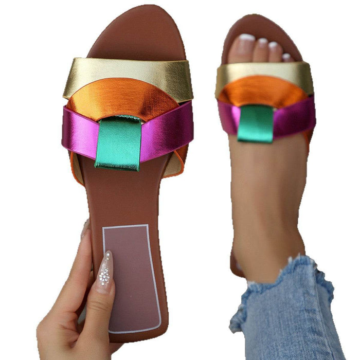 Plus Size Slippers 2025 Summer Versatile Style Cross Flat Slippers Size 35-43 - Dio Kollections