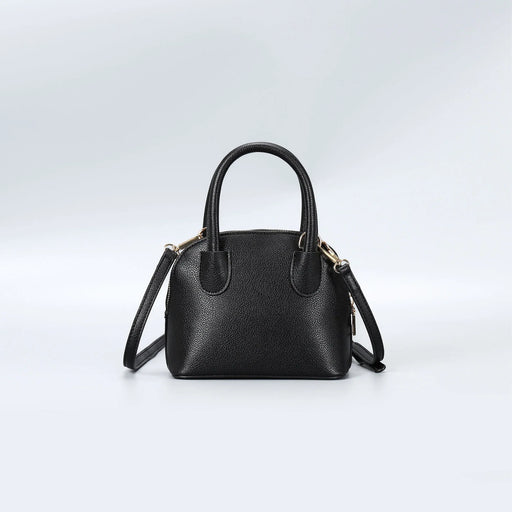 Black handbag on a white background