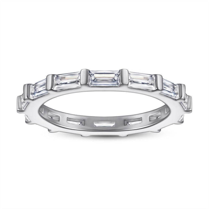 S925 Silver Women's Sterling Row Ring Same Row Diamond Zircon Women's Silver Ring Z+2 1/2 - Dio Kollections