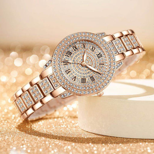 Full Diamond Roman Pattern Women's Watch Bracelet Cornucopia Women's Style - Dio Kollections